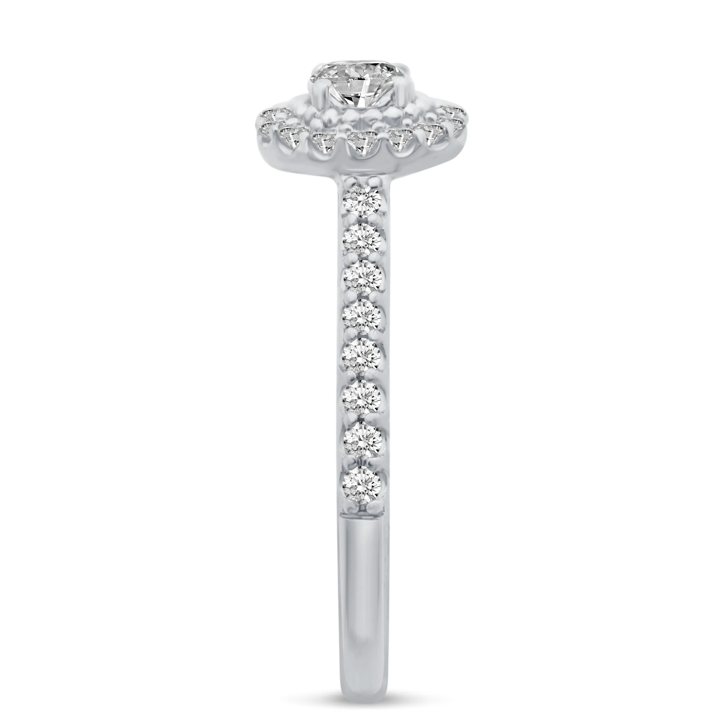 1 Cttw  (I2 Clarity) Diamond Halo Engagement Wedding Bridal Ring & Band in 10K Gold