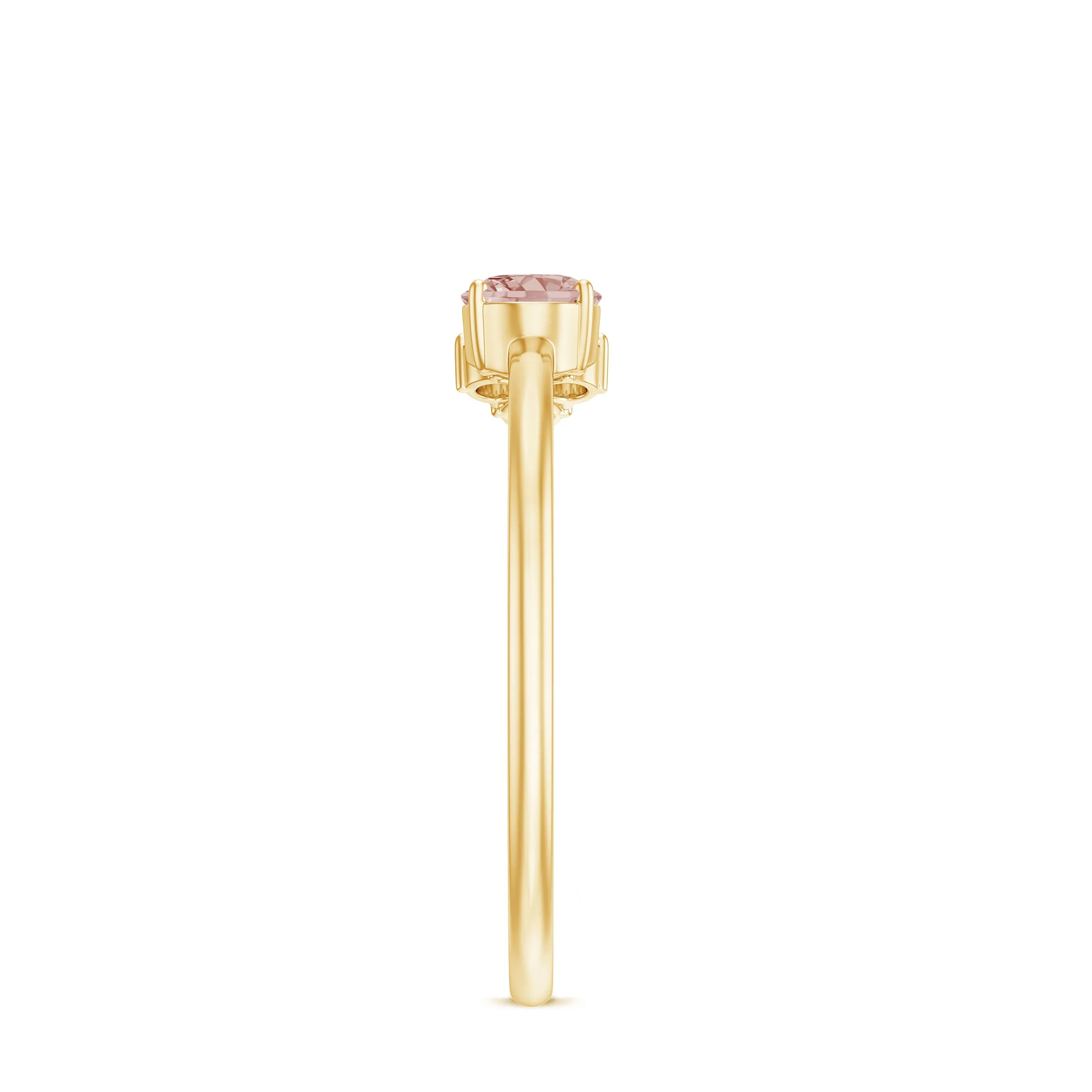 1/2 CT Oval Cut Morganite Promise Ring with Diamond Trio