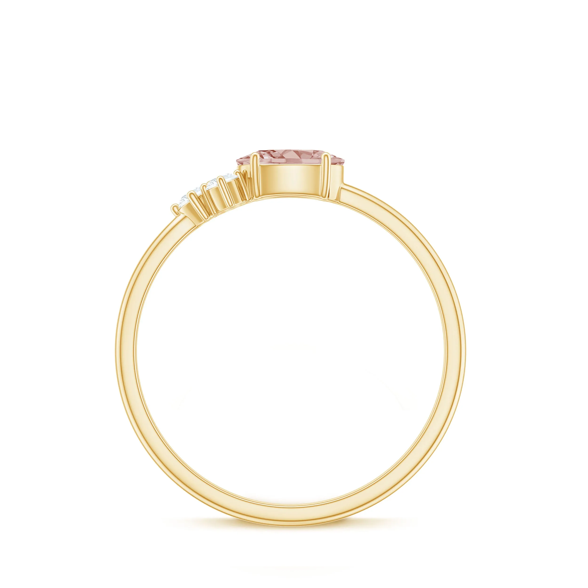 1/2 CT Oval Cut Morganite Promise Ring with Diamond Trio