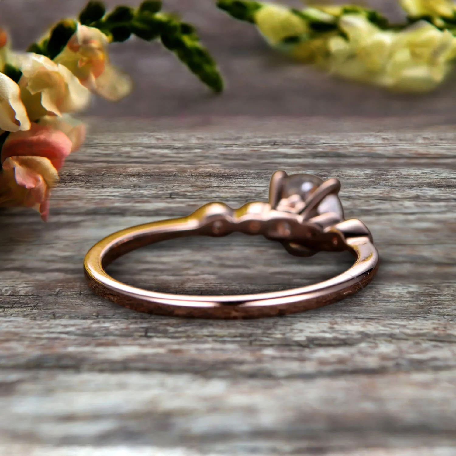 1.25 Carat Beautiful Round Moissanite Diamond Engagement Ring on 10k Rose Gold