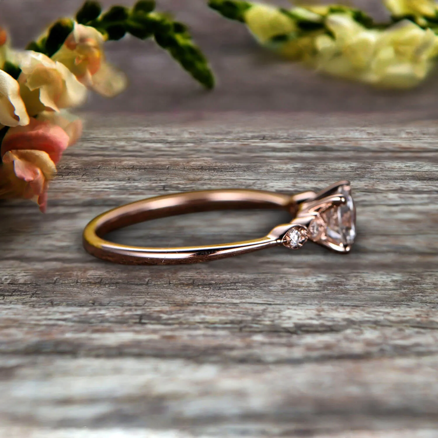 1.25 Carat Beautiful Round Moissanite Diamond Engagement Ring on 10k Rose Gold