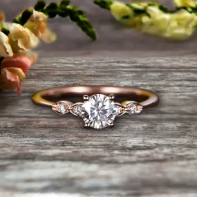 1.25 Carat Beautiful Round Moissanite Diamond Engagement Ring on 10k Rose Gold