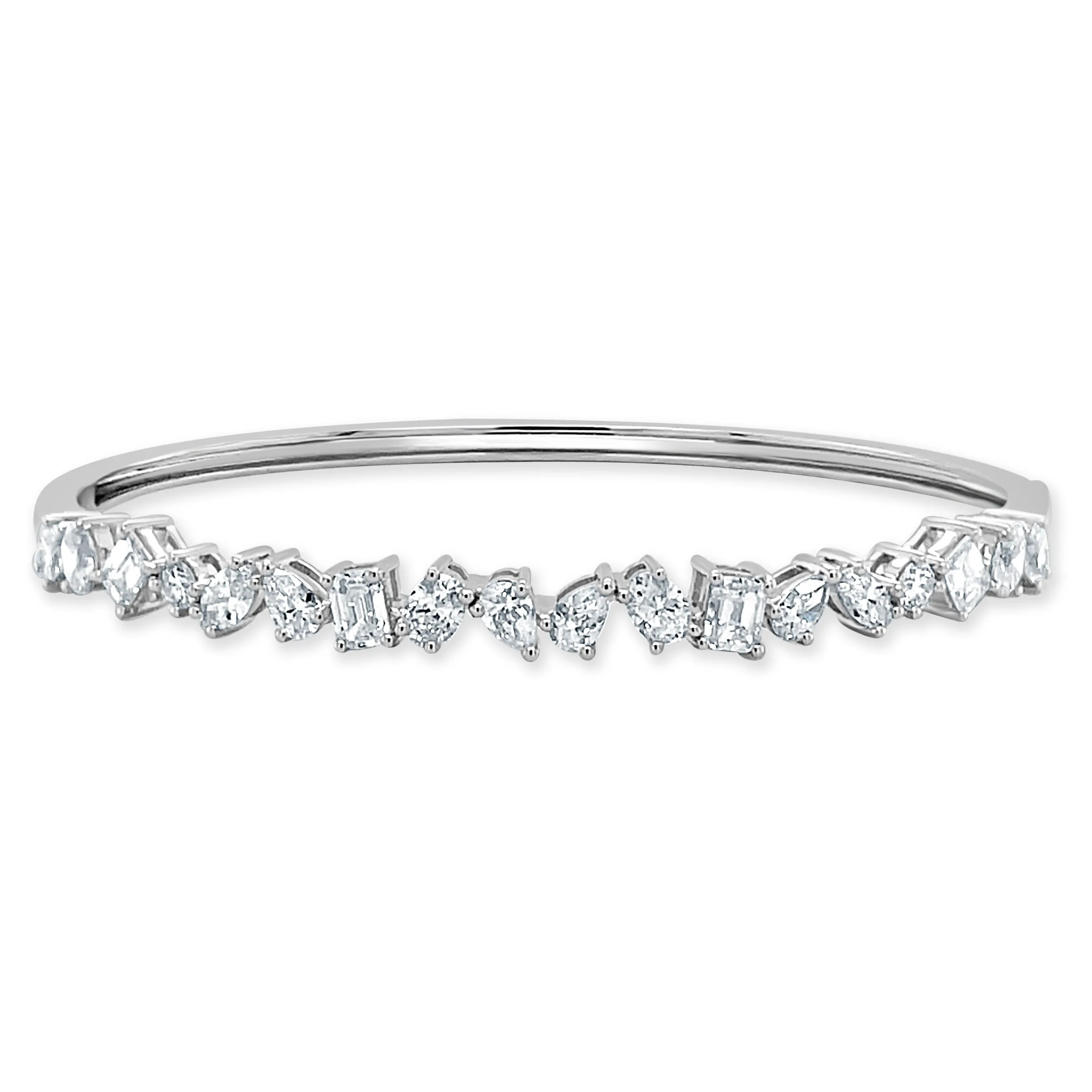 14k Gold & Fancy-Shape Diamond Bangle - 3.08ct