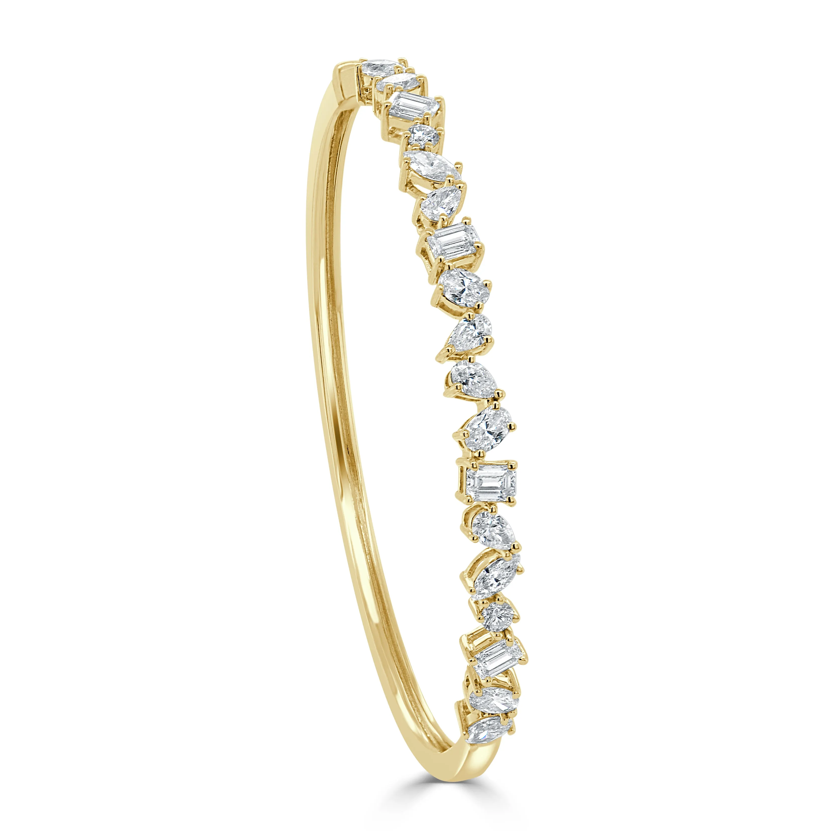 14k Gold & Fancy-Shape Diamond Bangle - 3.08ct