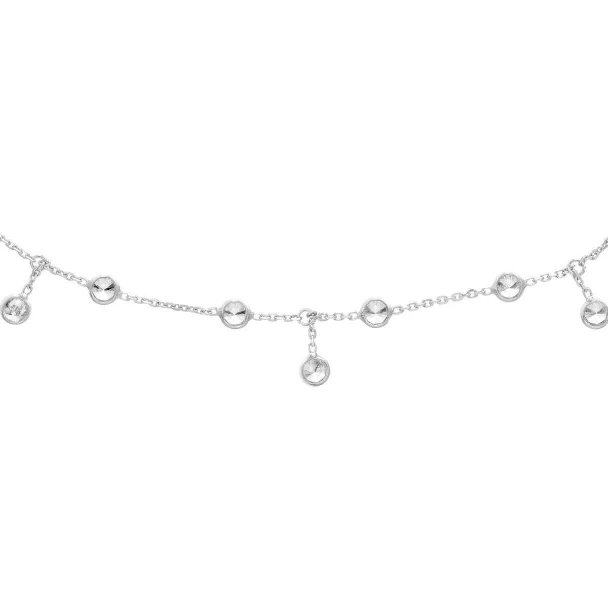 14K Gold CZ Bezel Station and Drop Adjustable Choker