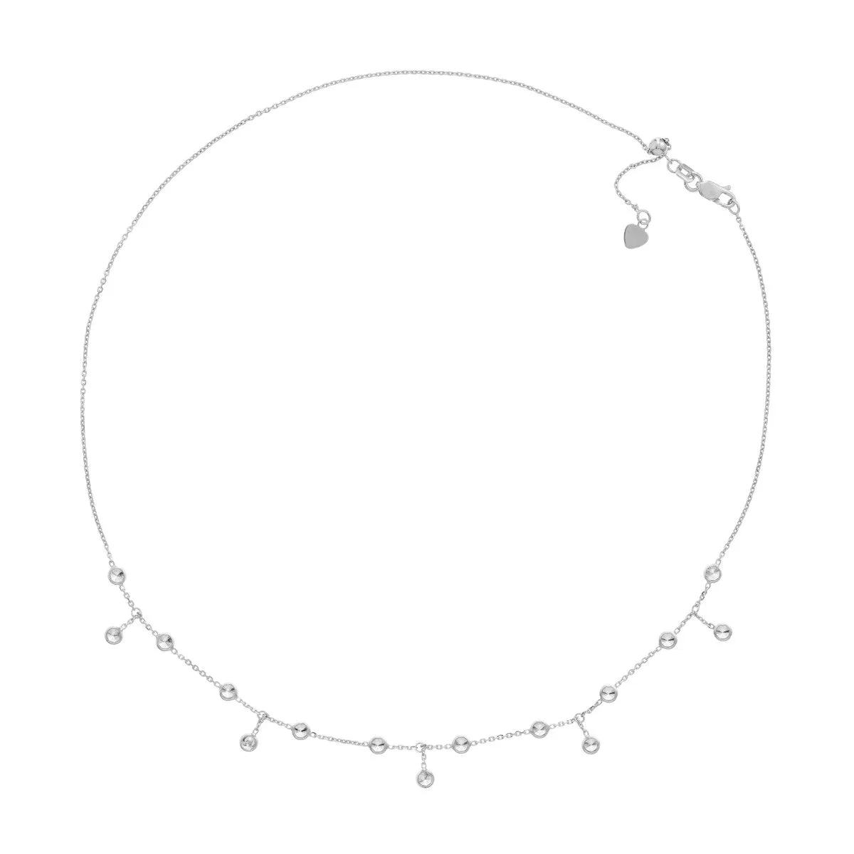 14K Gold CZ Bezel Station and Drop Adjustable Choker
