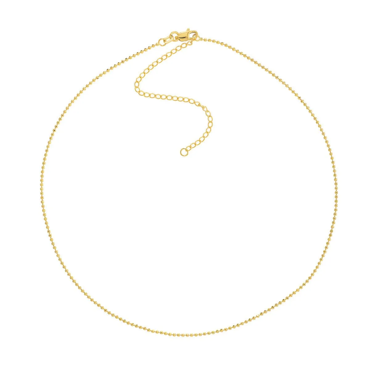 14K Gold Diamond-Cut Bead Choker Chain