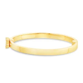 14K Gold Engravable Baby Bangle with Diamond Clasp