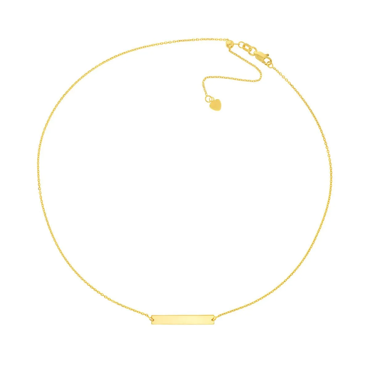 14K Gold Engravable Mini Bar Adjustable Choker