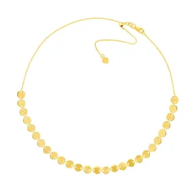 14K Gold Full Disc Station Adjustable Choker
