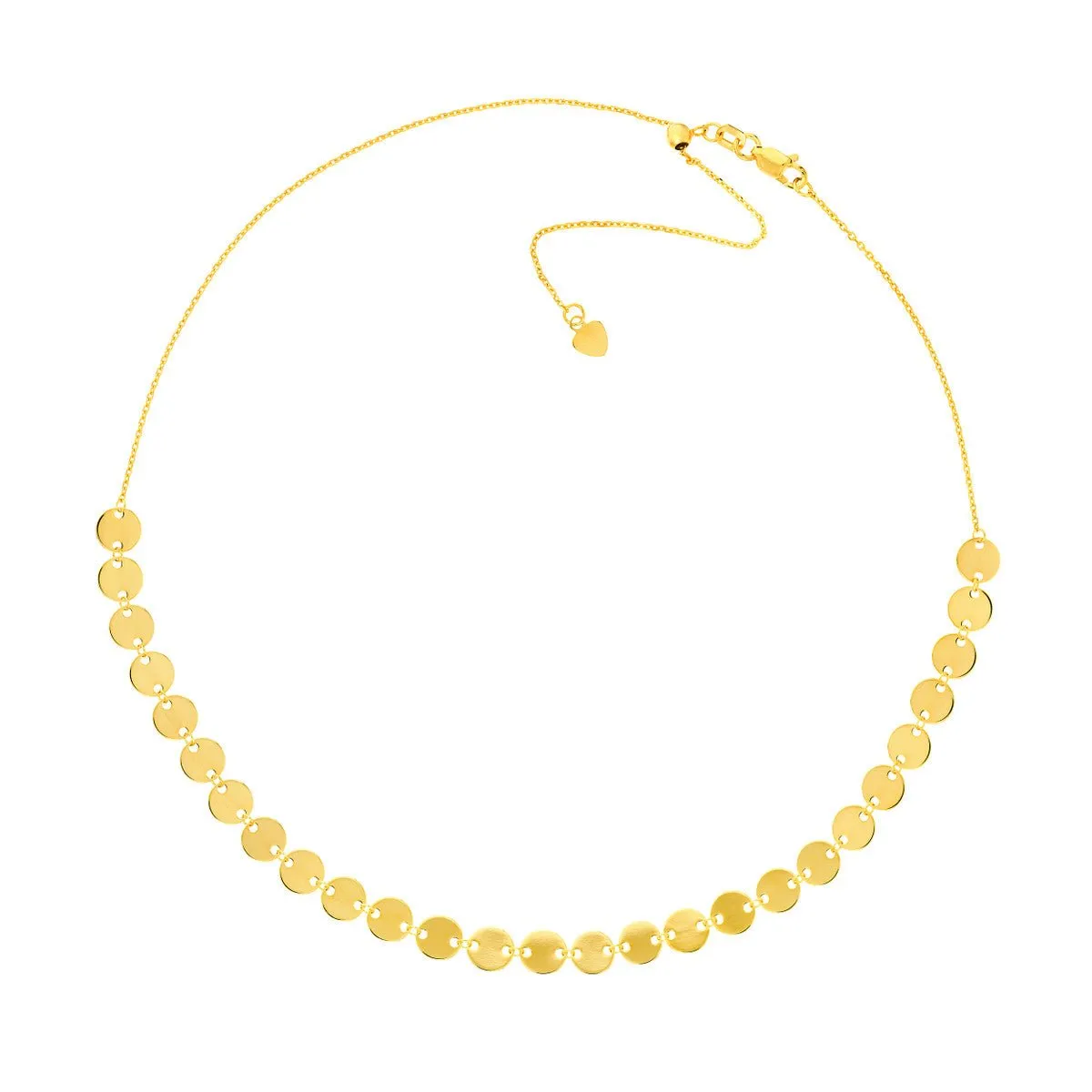 14K Gold Full Disc Station Adjustable Choker