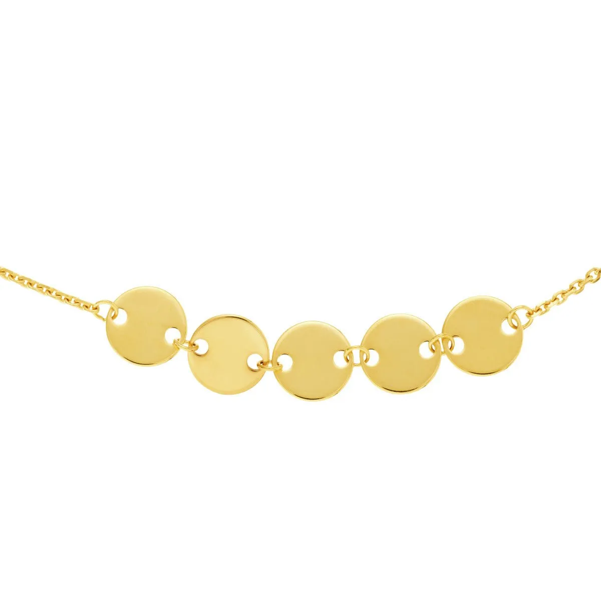 14K Gold Mini Disc Quintet Adjustable Choker