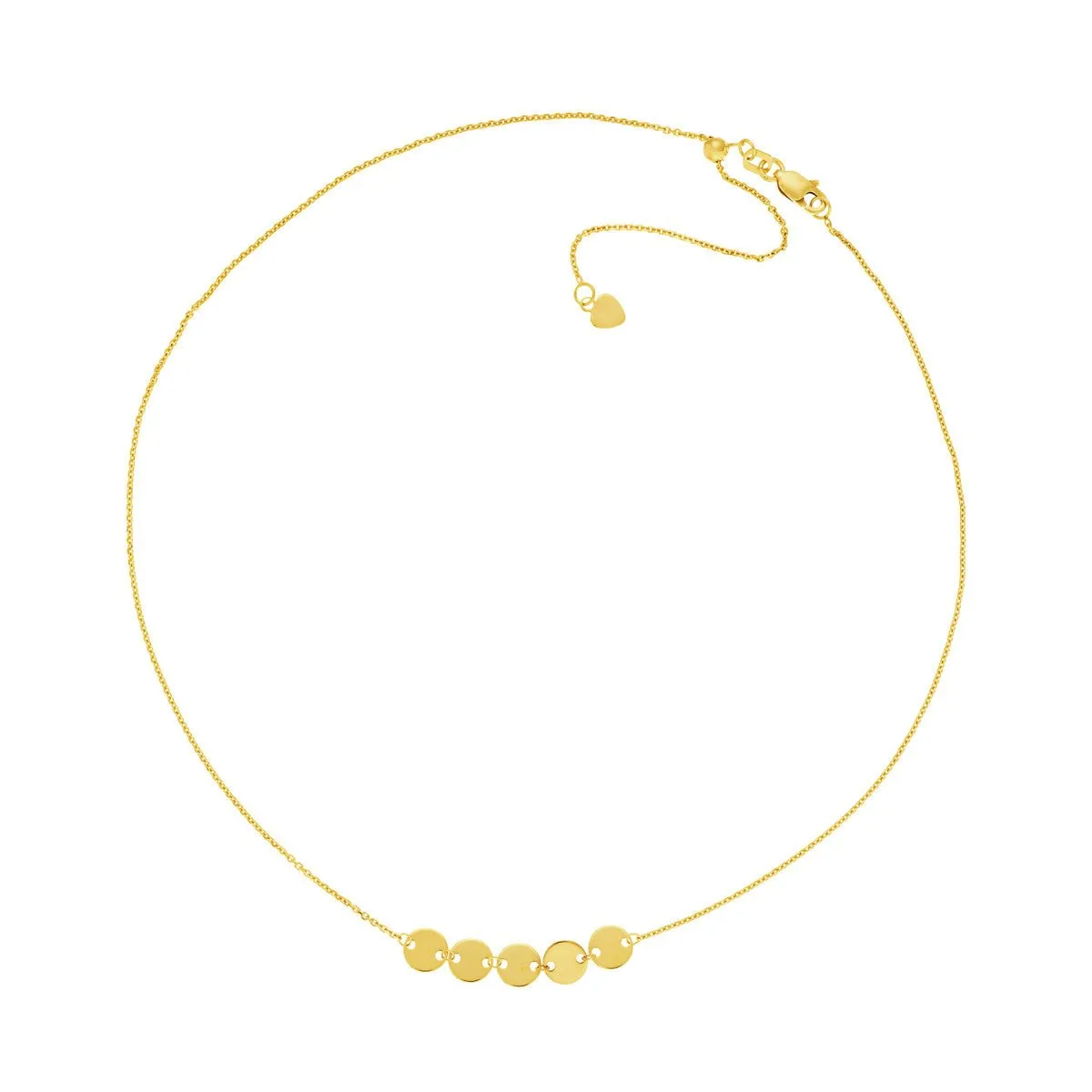 14K Gold Mini Disc Quintet Adjustable Choker