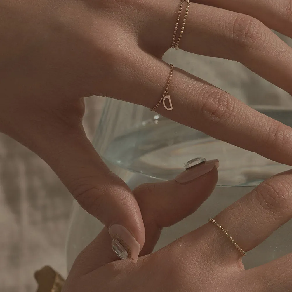 [14K Gold] Monica Letter Chain Ring - YELLOW GOLD