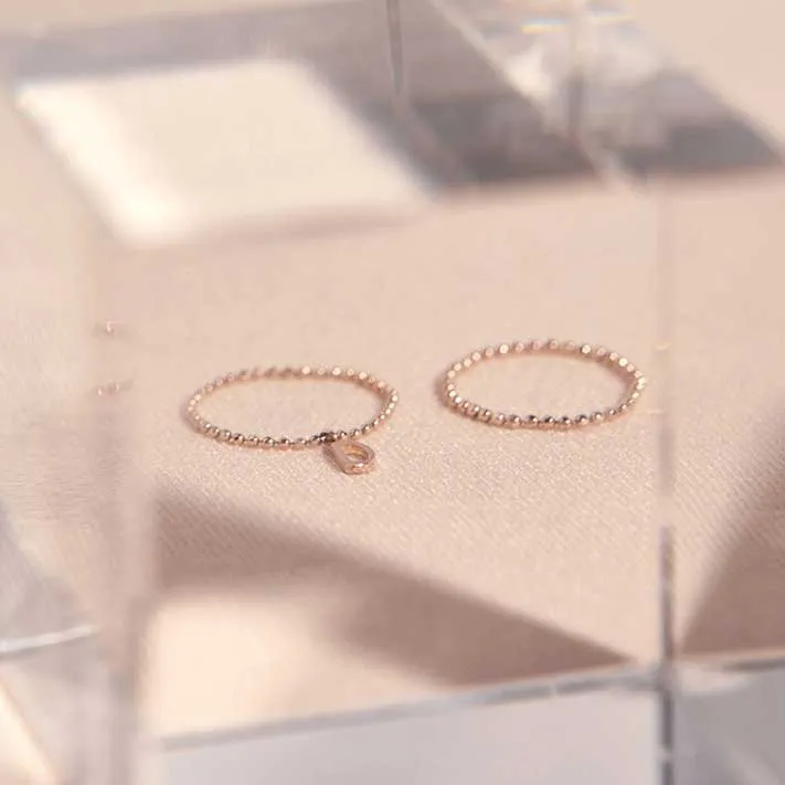 [14K Gold] Monica Letter Chain Ring - YELLOW GOLD