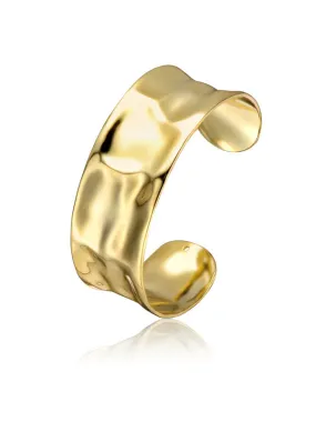 14k Gold Plated Hammered Finish Bangle Bracelet Cuff
