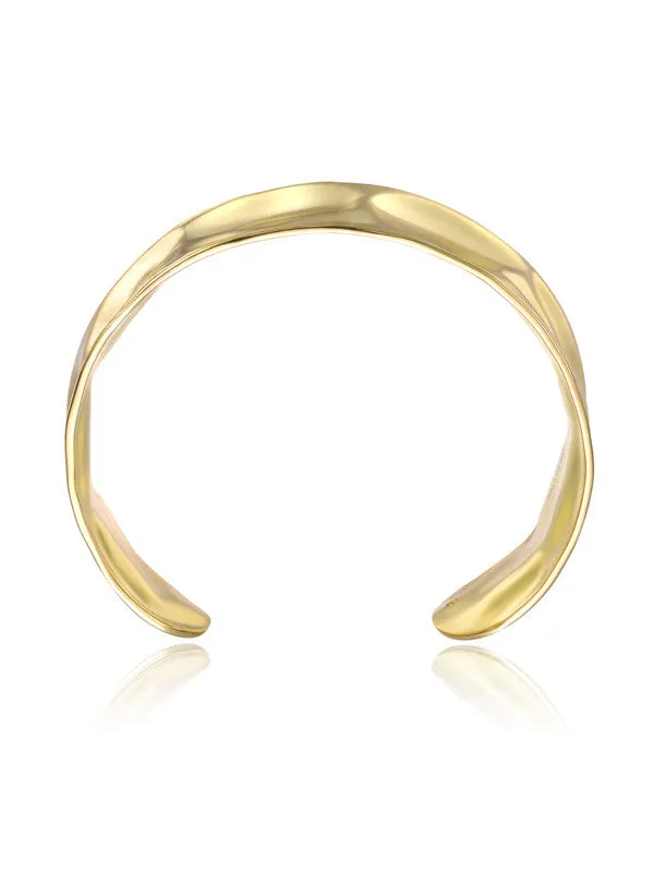 14k Gold Plated Hammered Finish Bangle Bracelet Cuff