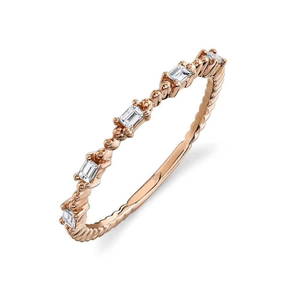 14K Rose Gold Diamond Baguette Band