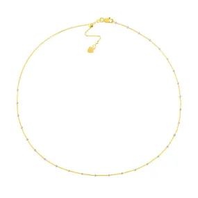 14K Two-Tone Gold Saturn Chain Adjustable Choker