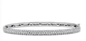 14K White Gold Diamond Hinged Bangle