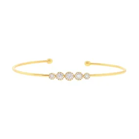 14K Yellow Gold 5-Cluster Diamond Slim Cuff Bracelet