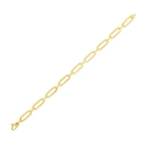 14k Yellow Gold 7 1/4 inch Bombay Paperclip Chain Bracelet