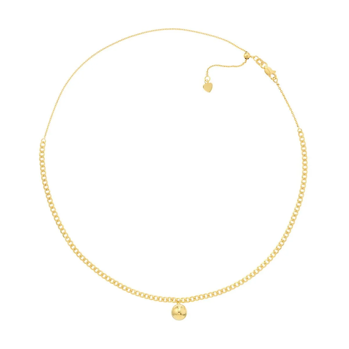14K Yellow Gold Bead Drop on Open Curb Chain Choker