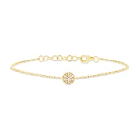 14K Yellow Gold Bracelet w/Pave Diamond Circle