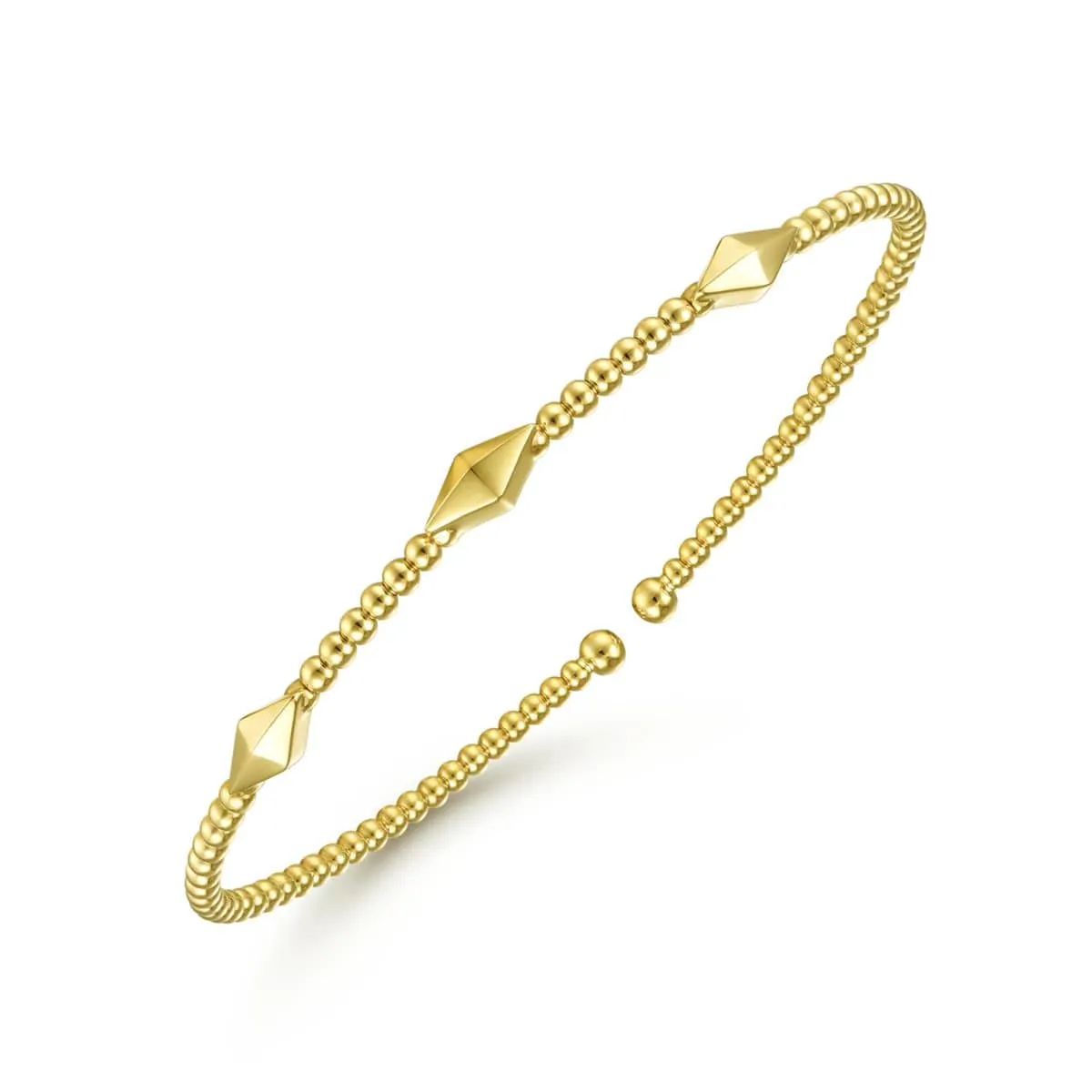 14K Yellow Gold Bujukan Cuff Bracelet with Pyramid Stations - BG4421-62Y4JJJ