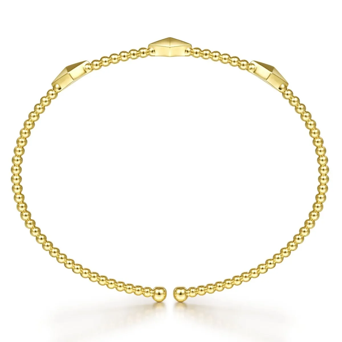 14K Yellow Gold Bujukan Cuff Bracelet with Pyramid Stations - BG4421-62Y4JJJ