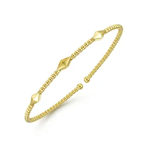 14K Yellow Gold Bujukan Cuff Bracelet with Pyramid Stations - BG4421-62Y4JJJ