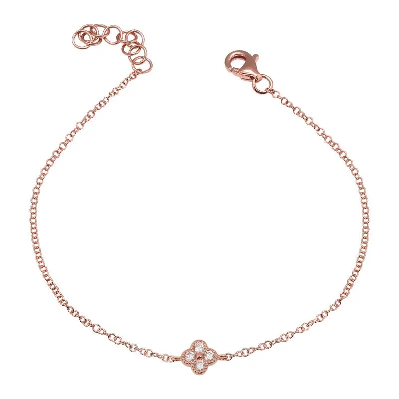 14K Yellow Gold Diamond Clover Bracelet