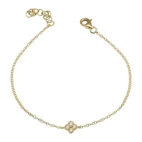 14K Yellow Gold Diamond Clover Bracelet