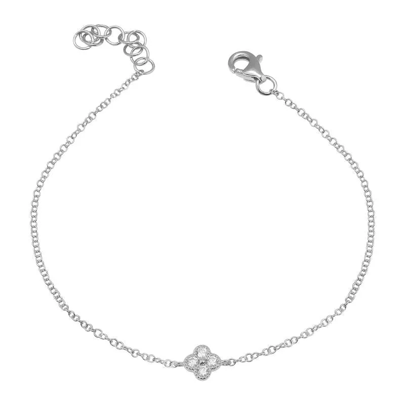 14K Yellow Gold Diamond Clover Bracelet