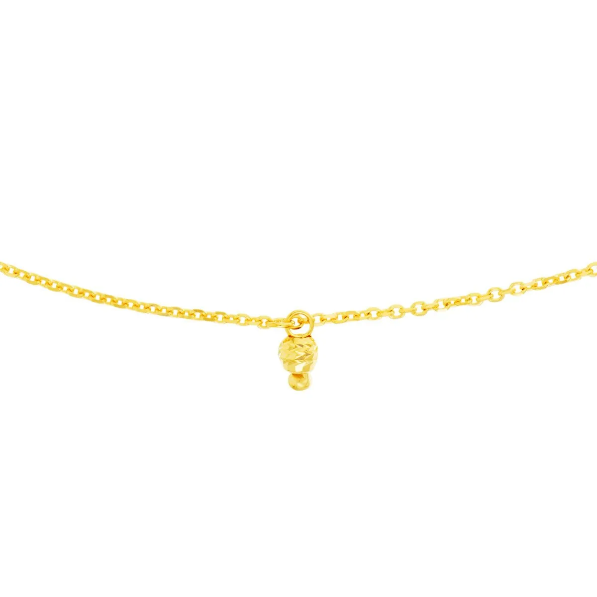 14K Yellow Gold Diamond-Cut Bead Drops Adjustable Choker