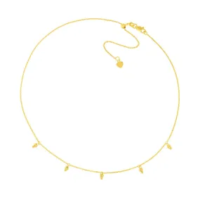 14K Yellow Gold Diamond-Cut Bead Drops Adjustable Choker