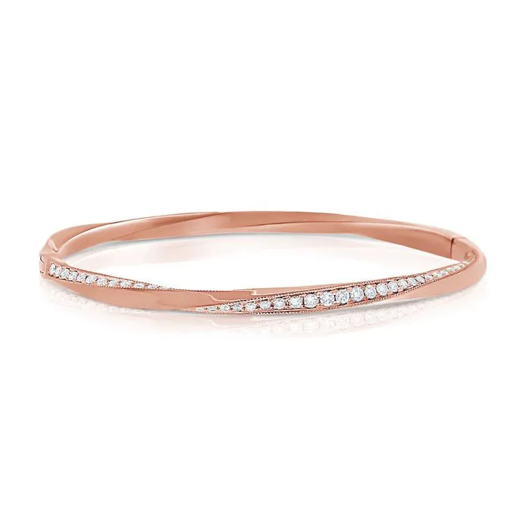 14K Yellow Gold Diamond "Twist" Bangle