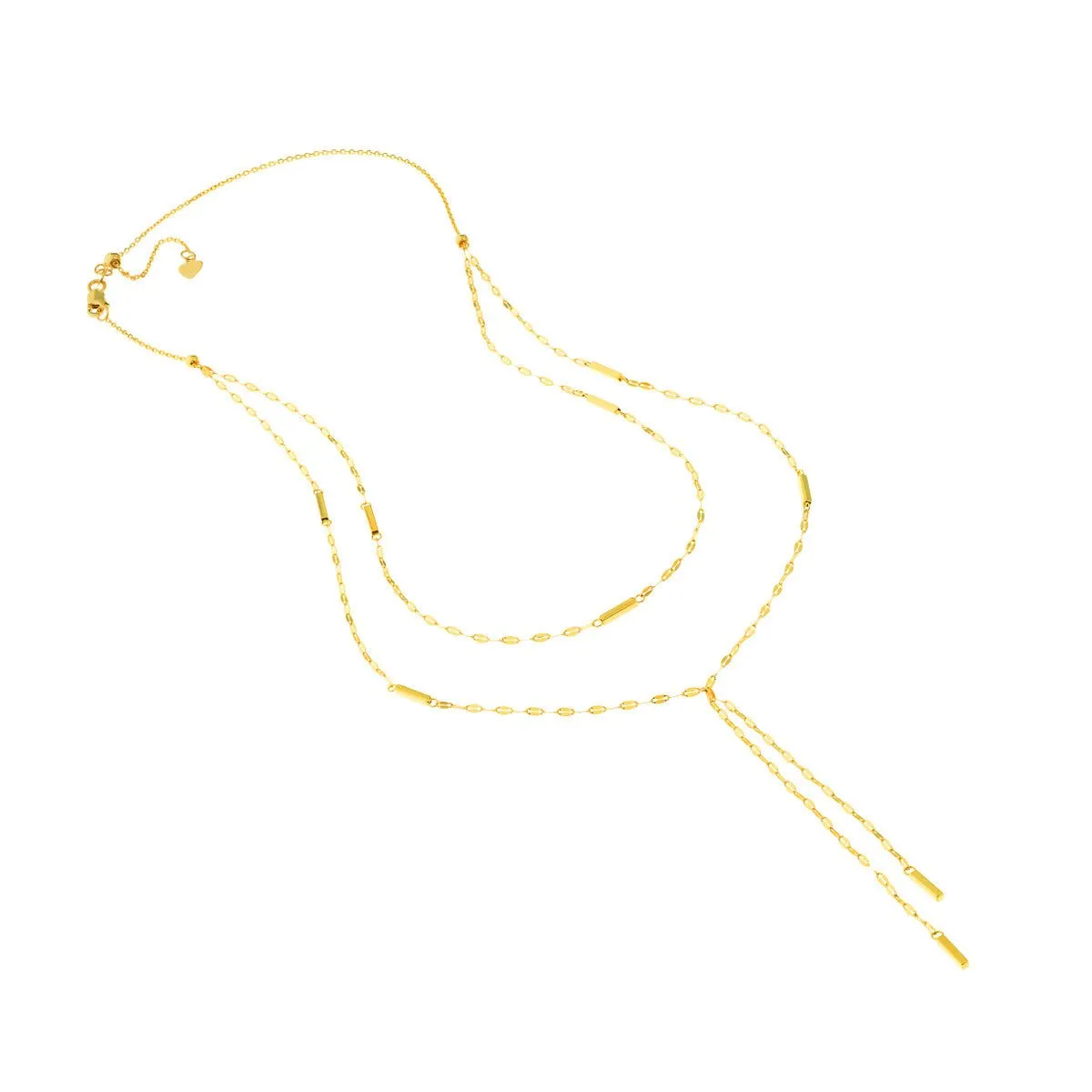 14K Yellow Gold Double Stranded Hammered Bar Choker Necklace