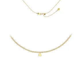 14K Yellow Gold Heart Adjustable Curb Link Choker