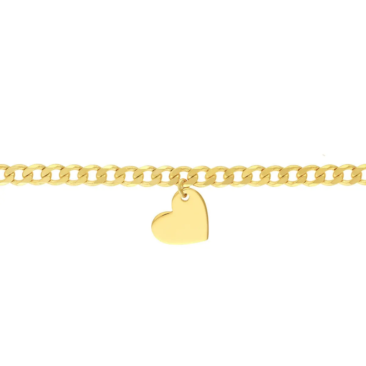 14K Yellow Gold Heart Drop on Open Curb Chain Choker