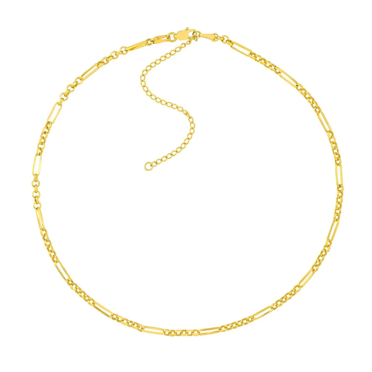 14K Yellow Gold Hollow 6 1 Rolo Adjustable Choker