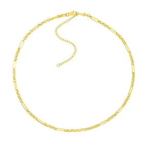 14K Yellow Gold Hollow 6 1 Rolo Adjustable Choker