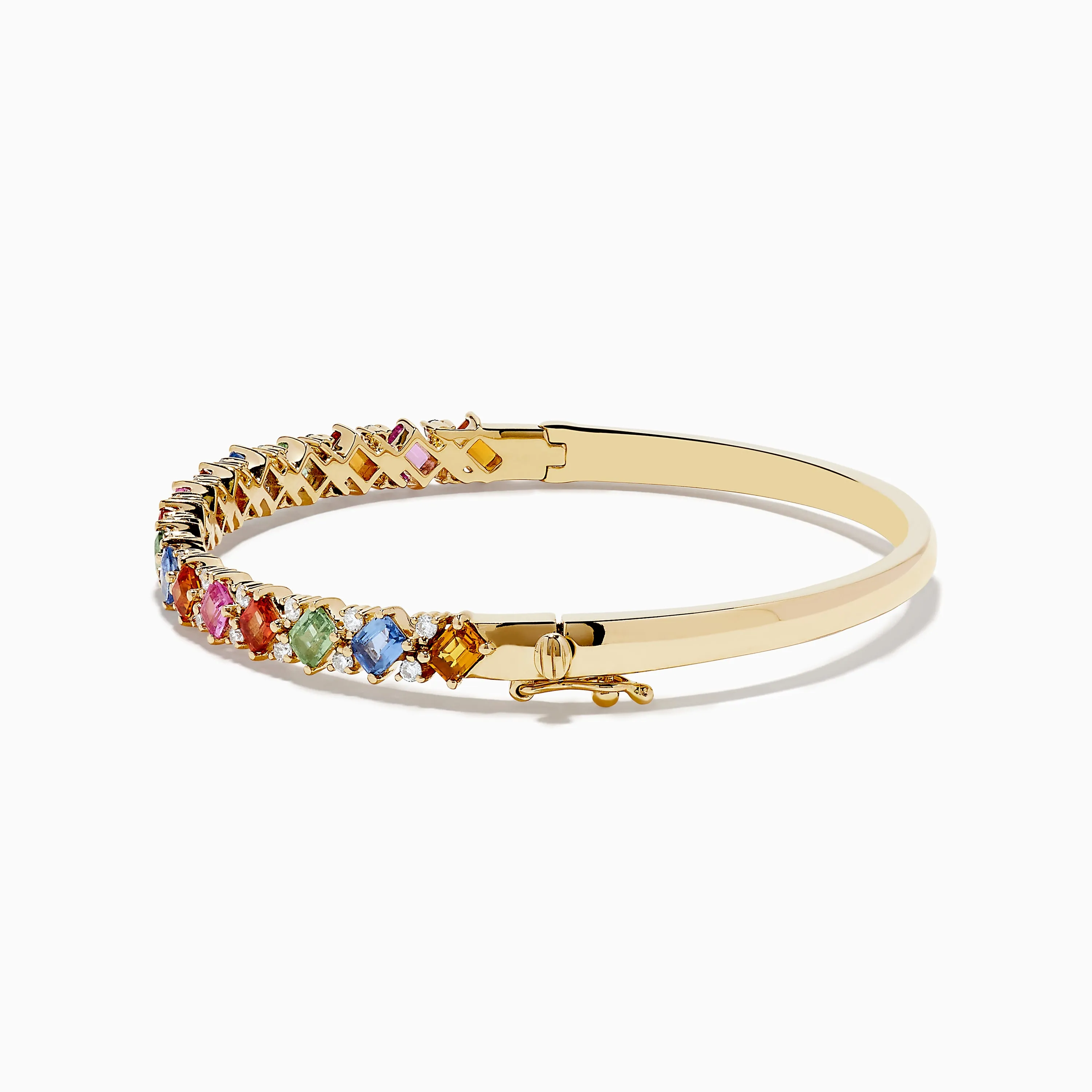 14K Yellow Gold Multi Sapphire and Diamond Bangle