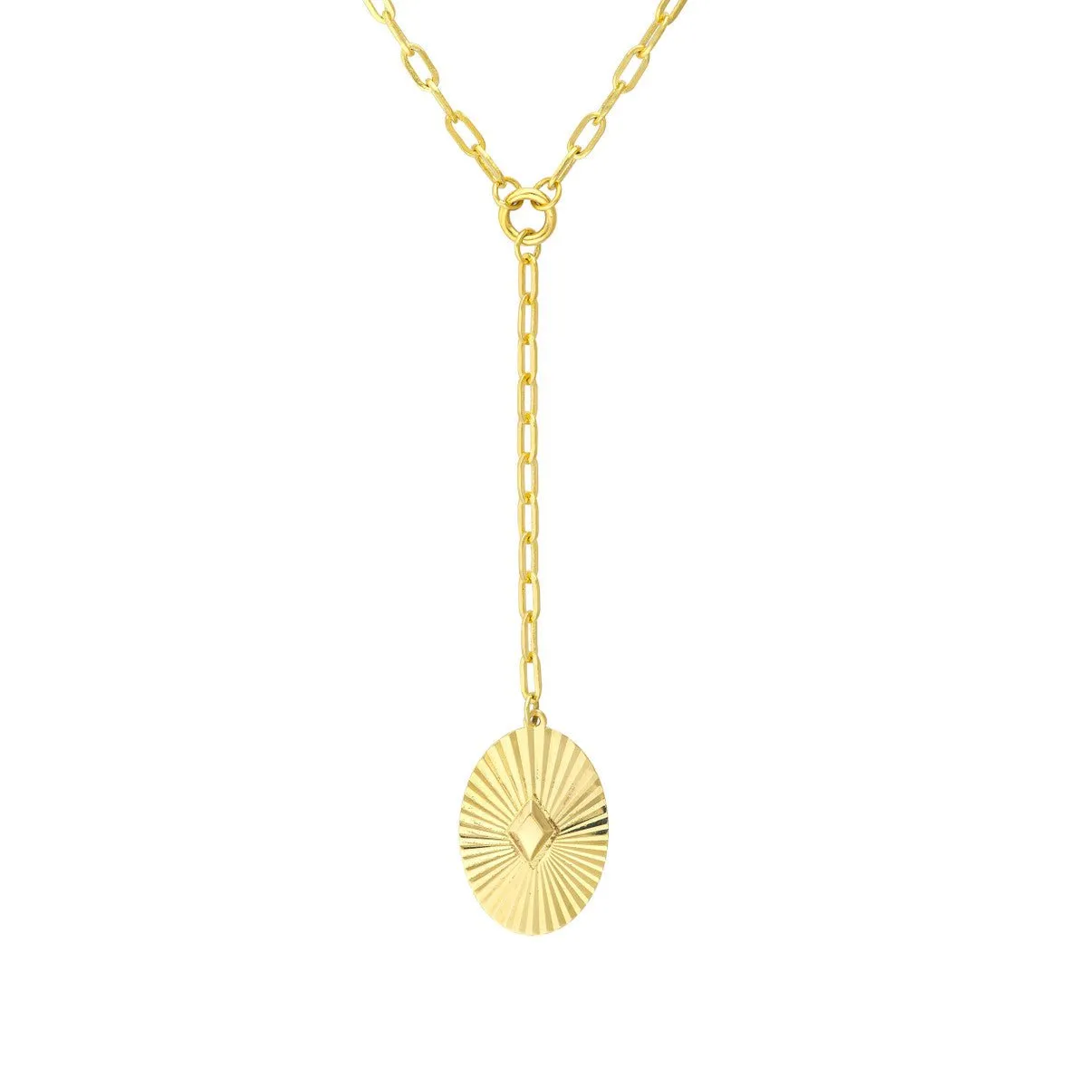 14K Yellow Gold Two-Stranded Fluted Pendant Choker Necklace