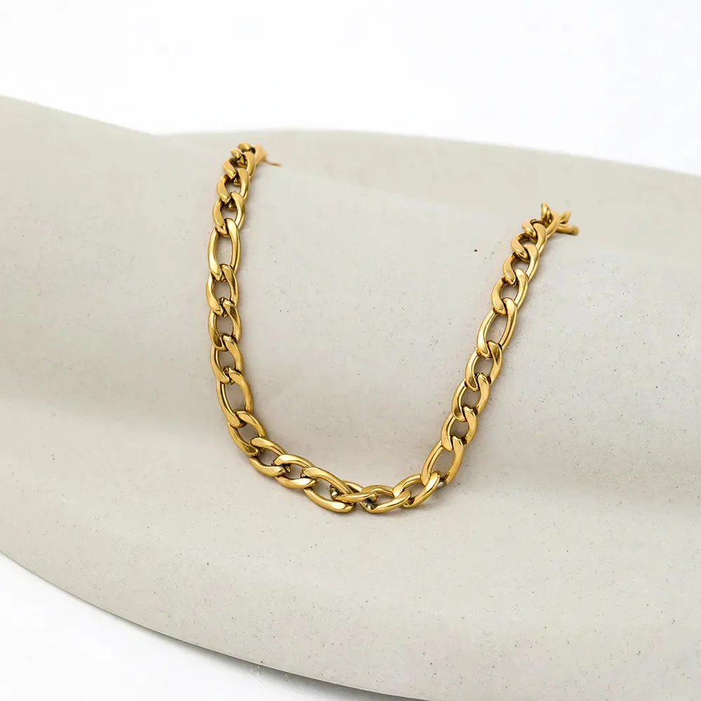18k Gold-Filled 5mm Figaro Chain Bracelet