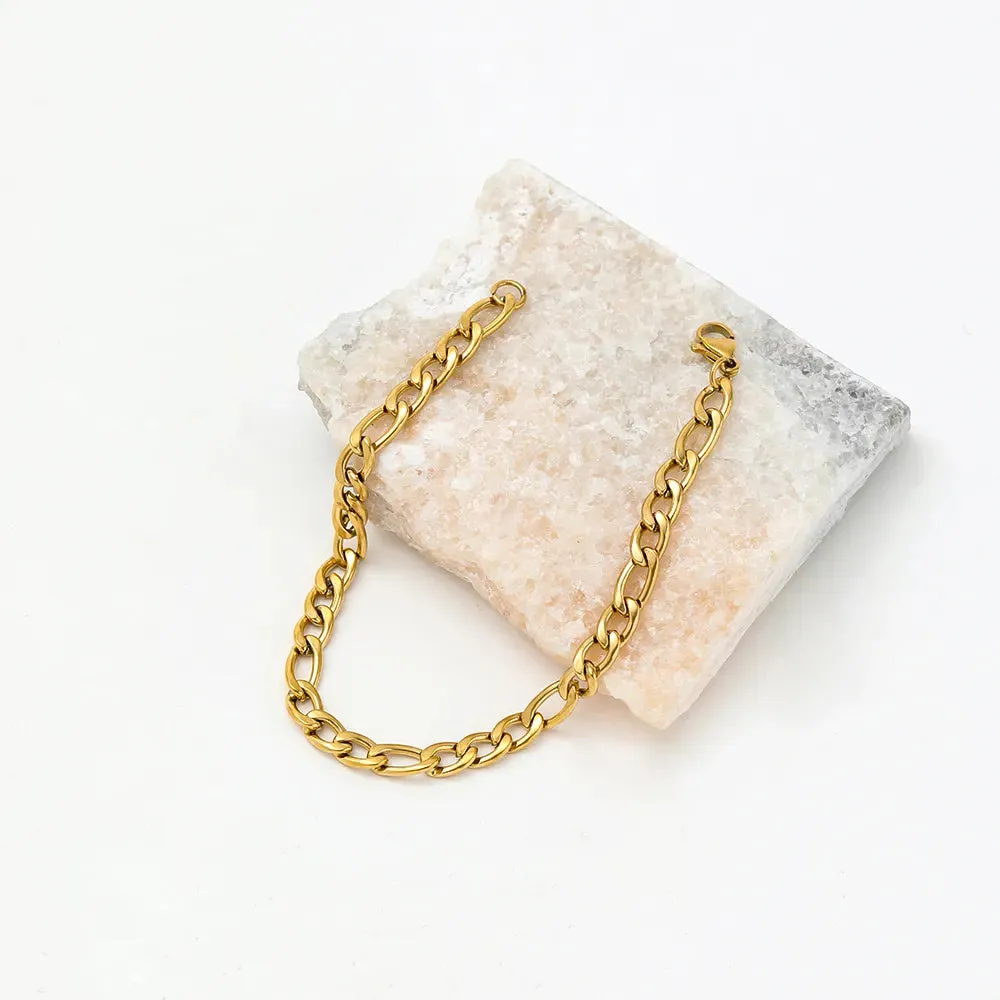 18k Gold-Filled 5mm Figaro Chain Bracelet