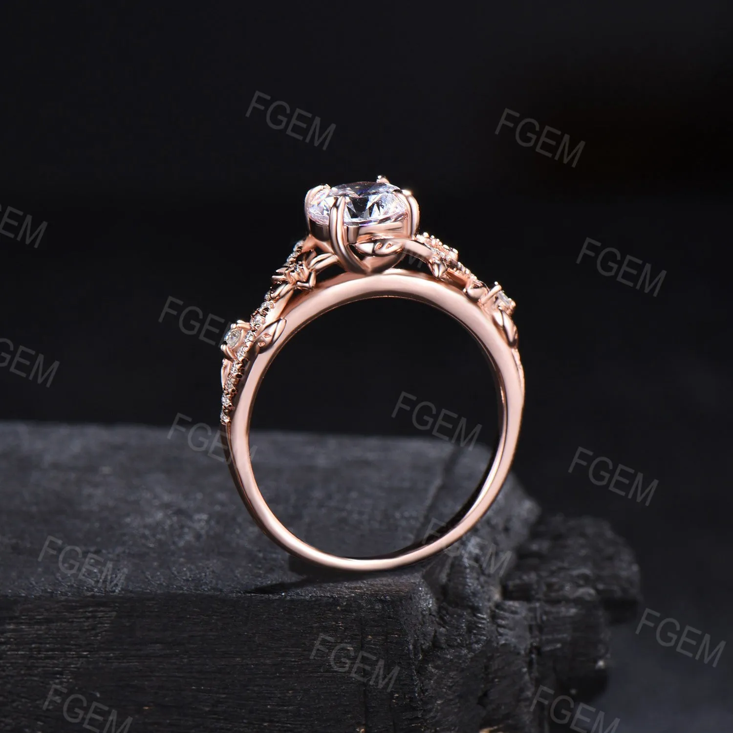 1CTW Round Caydia Lab Grown Diamond Engagement Ring with Certificate Nature Inspired Diamond Wedding Ring Branch Vine Rose Flower Ring For Women