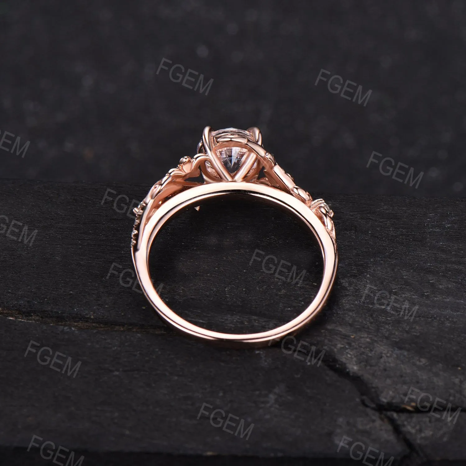 1CTW Round Caydia Lab Grown Diamond Engagement Ring with Certificate Nature Inspired Diamond Wedding Ring Branch Vine Rose Flower Ring For Women