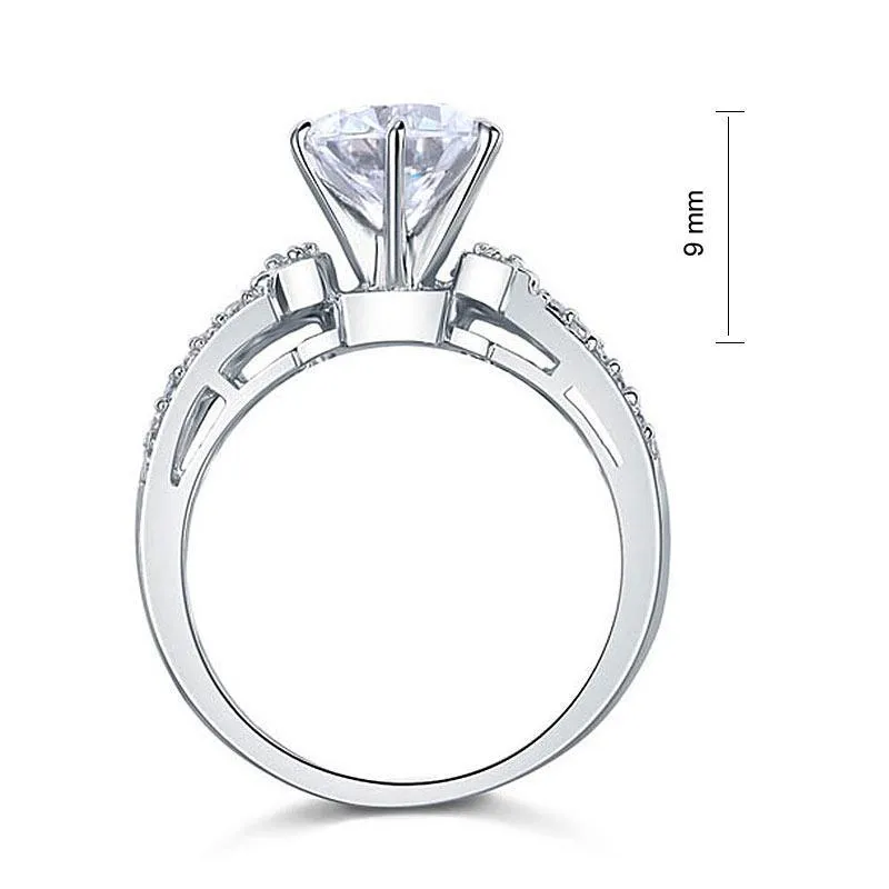 2 Carat Created Zirconia Solid 925 Sterling Silver Wedding Engagement Ring MJXFR8078