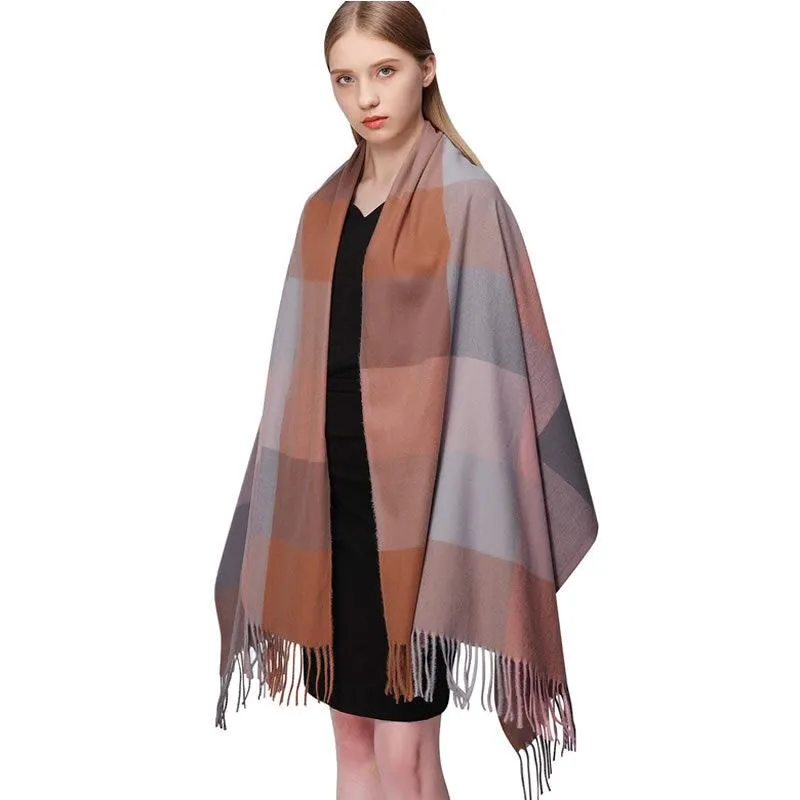 65Cm X 180Cm Plaid Soft Winter Scarf F6392C-6